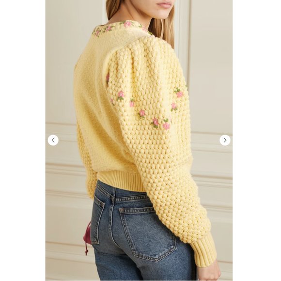 LoveShackFancy Sweater Kenzly Crochet Pullover in Mellow Yellow - Picture 8 of 17